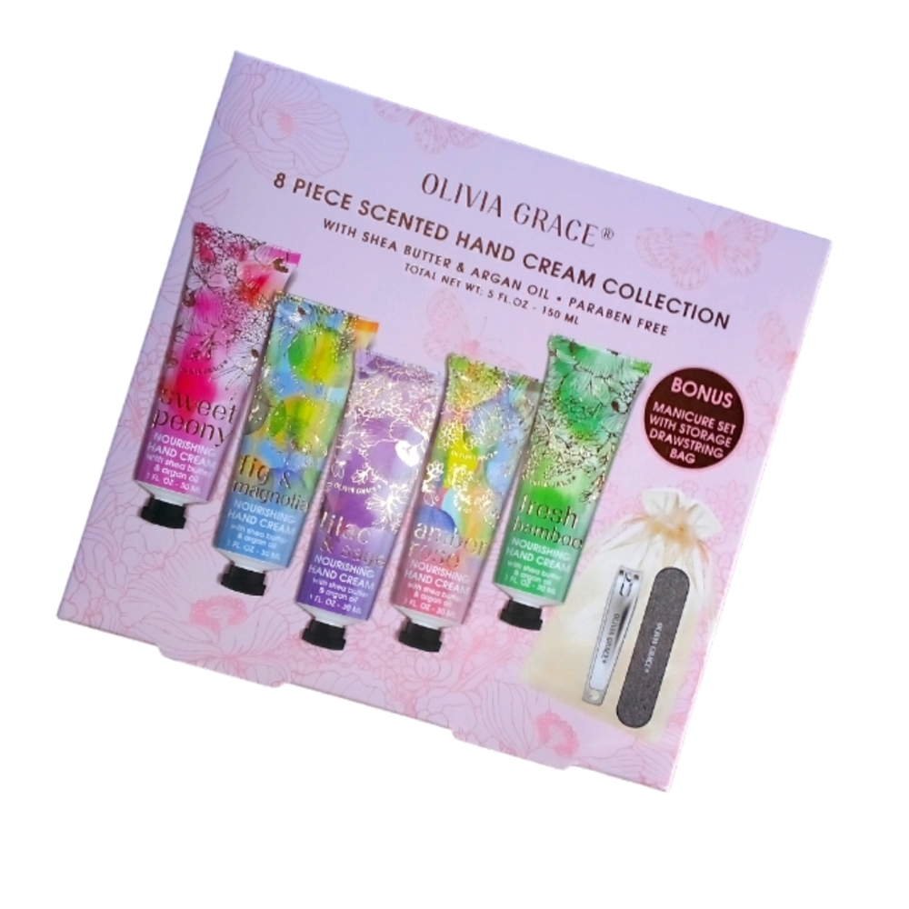 New! Olivia Grace! 8 piece Hand Cream Collection! Scents are in description